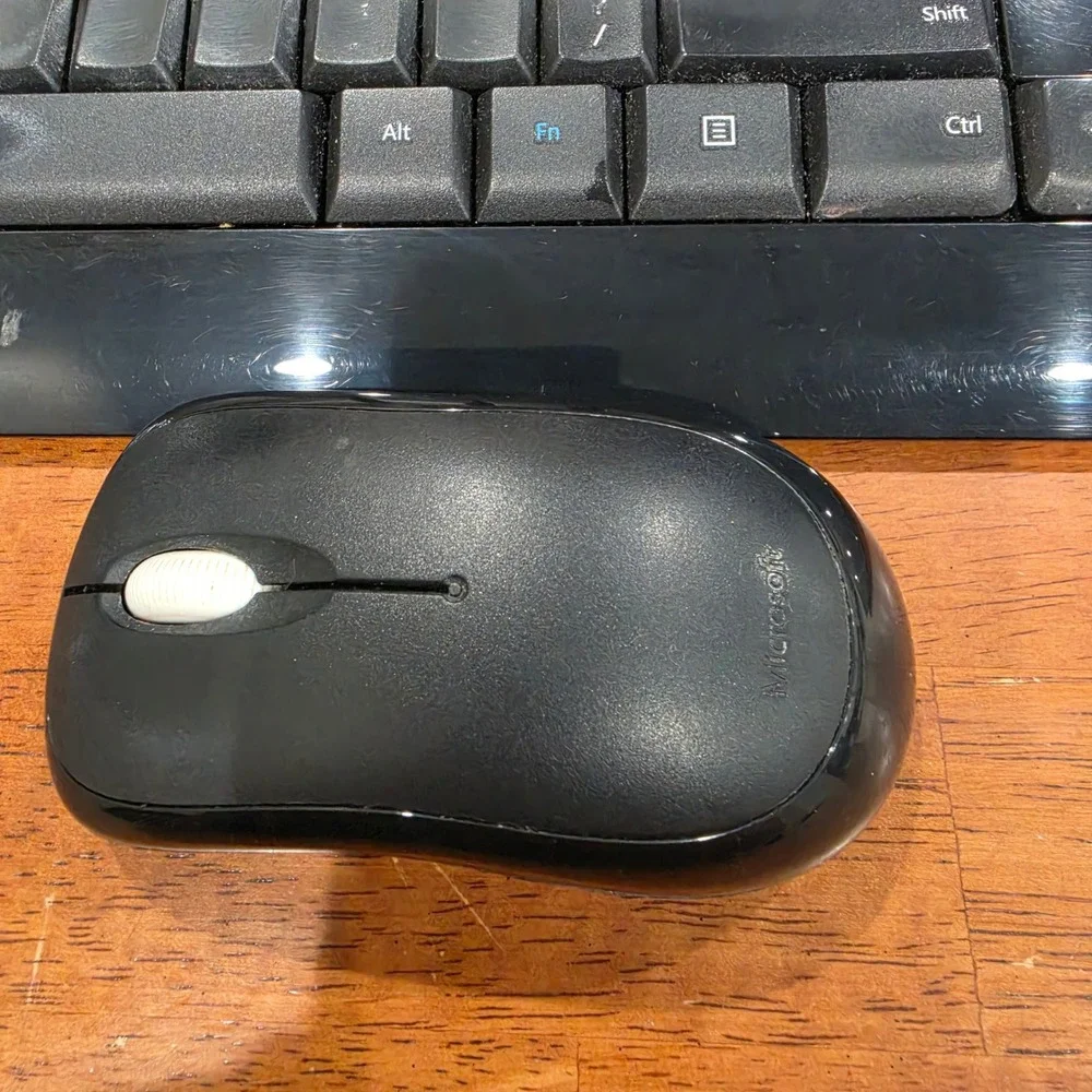 Microsoft Wireless Keyboard 850 Mouse 1000 Set Black USB tested and works
